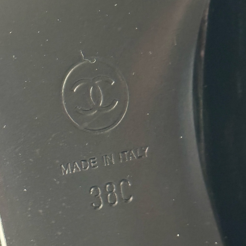 Chanel Glossy Black CC patent leather Loafers Tassel 38C / Size 8 Authentic‎ - Picture 6 of 9